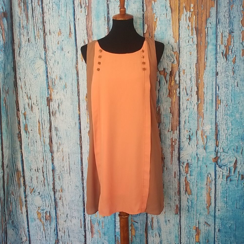 BLU Pepper Coral Brown Dress sz small